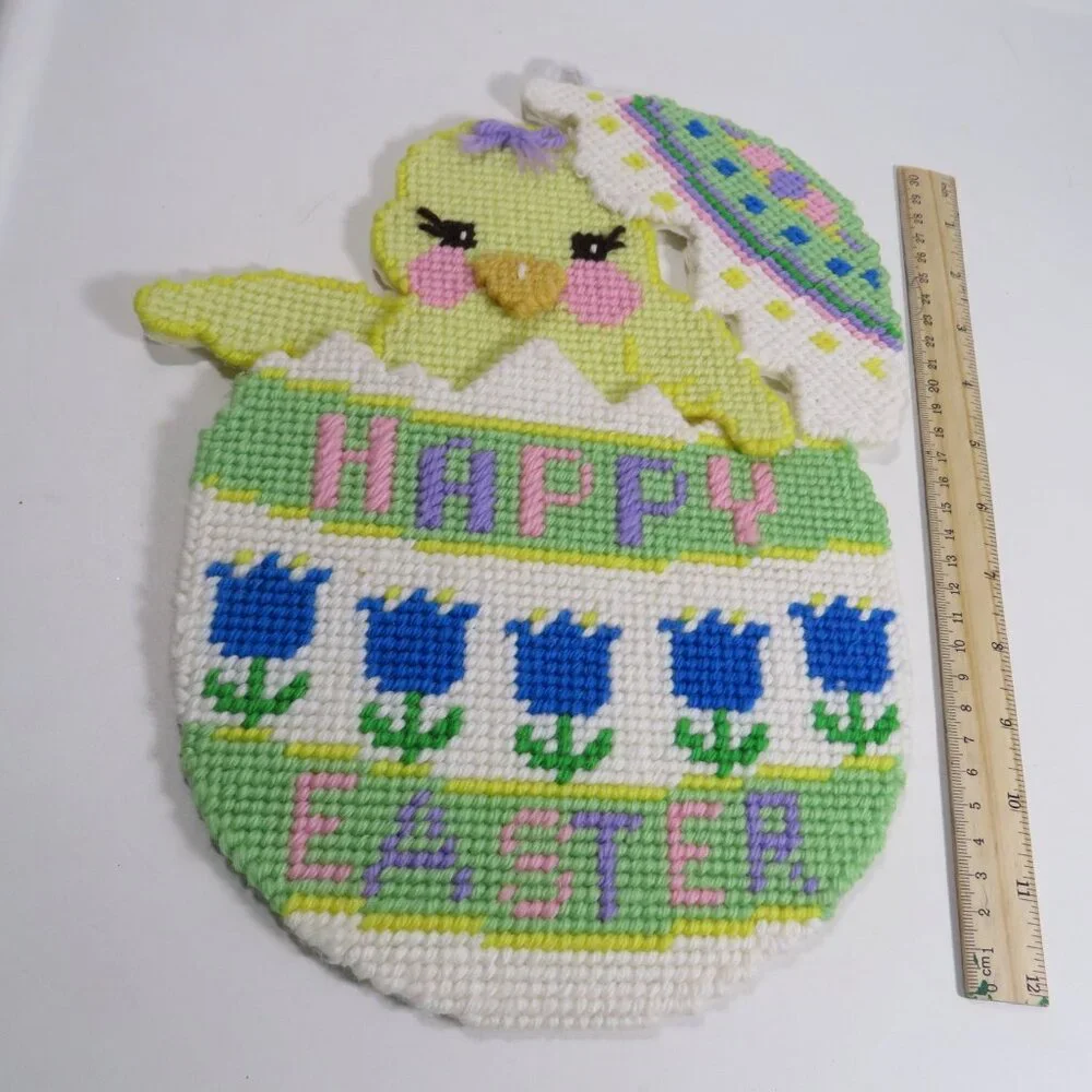 Easter Chick & Rabbit Plastic Canvas & Tulip Felt Wall Decor (or placemats)